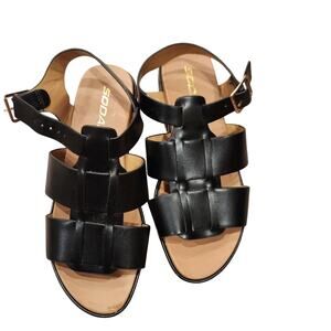SODA Espadrille Platform Wedge Ankle Strap Women Sandal‎ Size 8 Black
